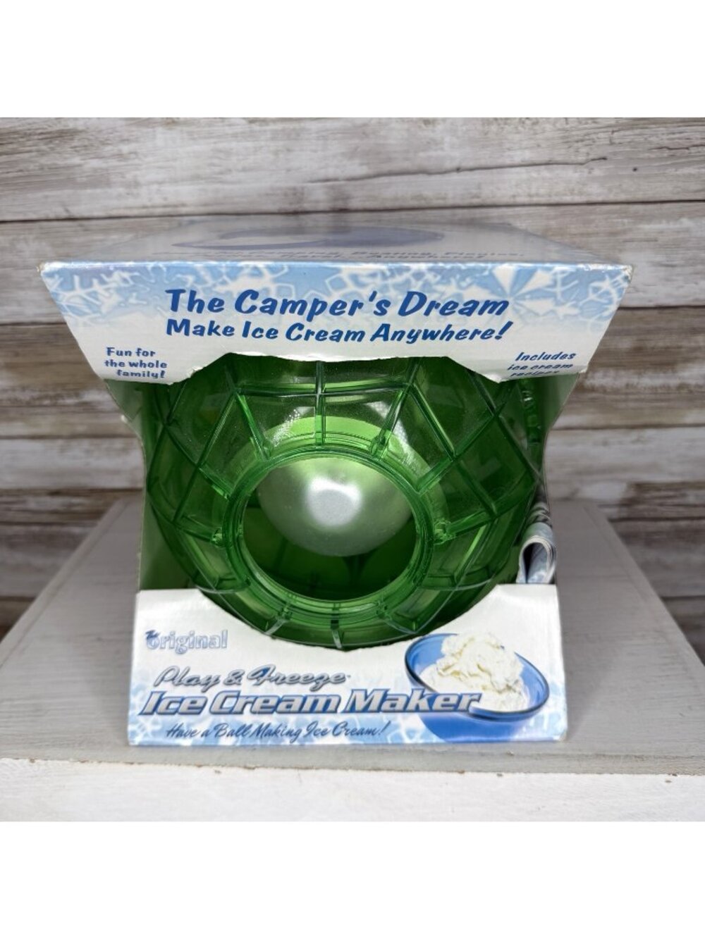 Camper’s Dream The Original Play and Freeze Ice Cream Maker Ball Green 1 Pint